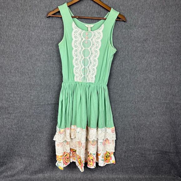 Matilda Jane Lace Ruffled Blouson Dress Sz XS Mint Green Easter Spring Comfort - Picture 1 of 10